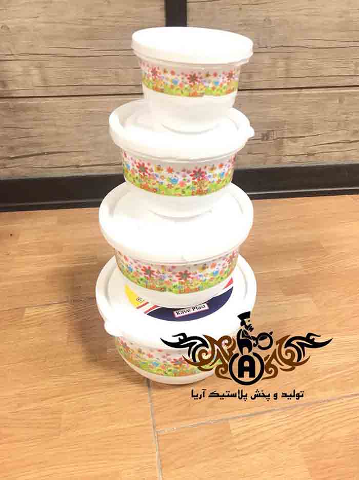 فروش ظروف فریزری 4 تکه گلدار