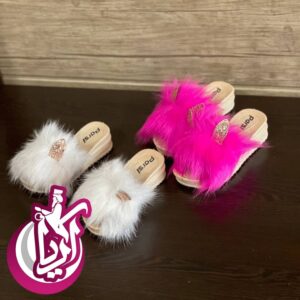 فروش عمده دمپایی دخترانه خز دار طرح گربه
