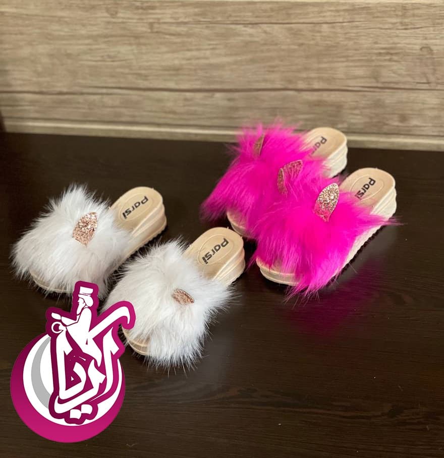 فروش عمده دمپایی دخترانه خز دار طرح گربه