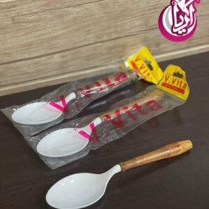 قاشق آجیل خوری دسته چوبی رافیا با کیفیت عالی