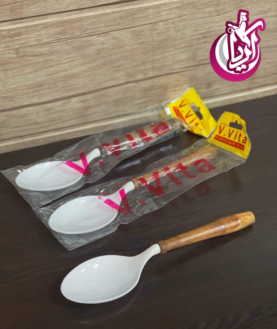 قاشق آجیل خوری دسته چوبی رافیا با کیفیت عالی