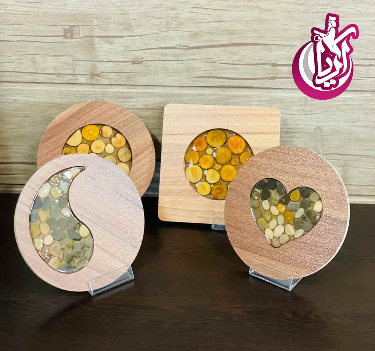 زیر قابلمه چوبی طرحدار در چند طرح مختلف
