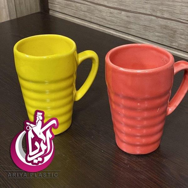 فروش لیوان سفالی خطی رنگی