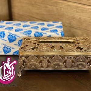 فروش جا دستمال پیوتر پایه دار طلایی